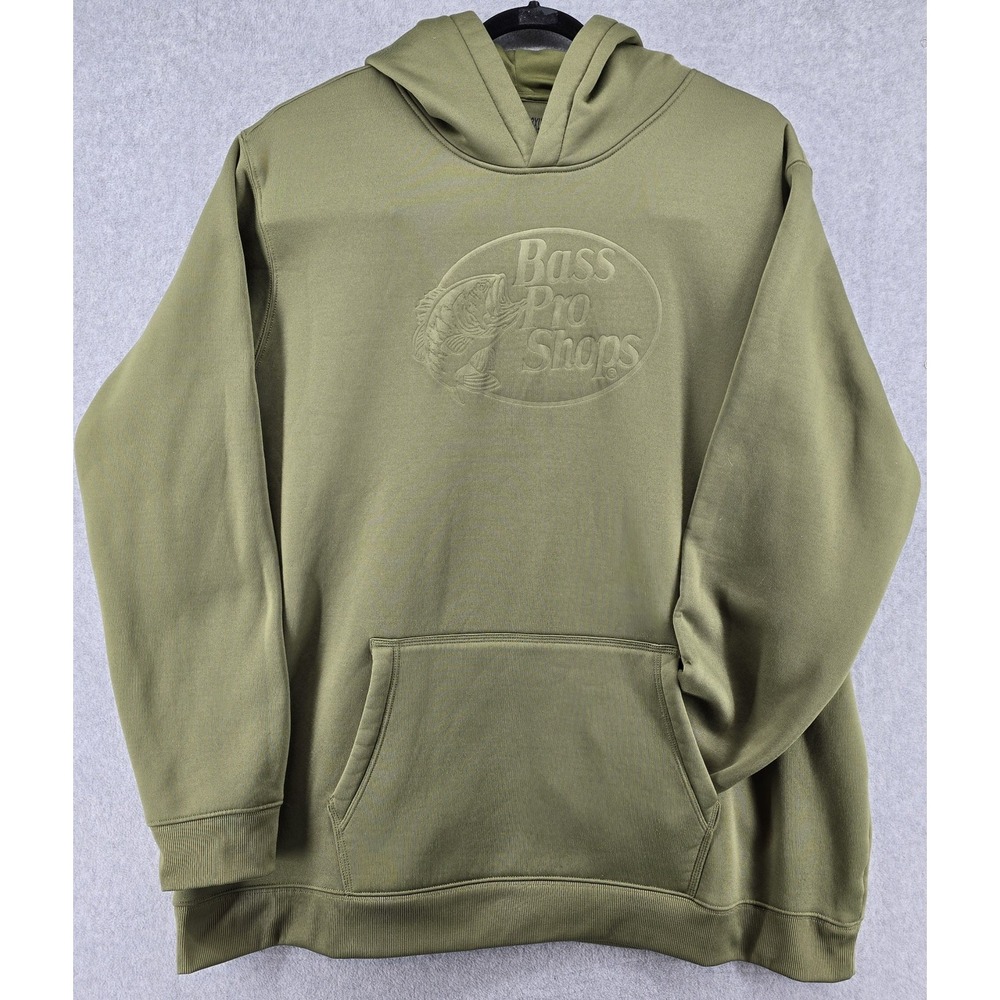 Bass Pro Shops‎ Pullover Hoodie Men's 3XLT Olive Green Fleece Embossed Logo Tall